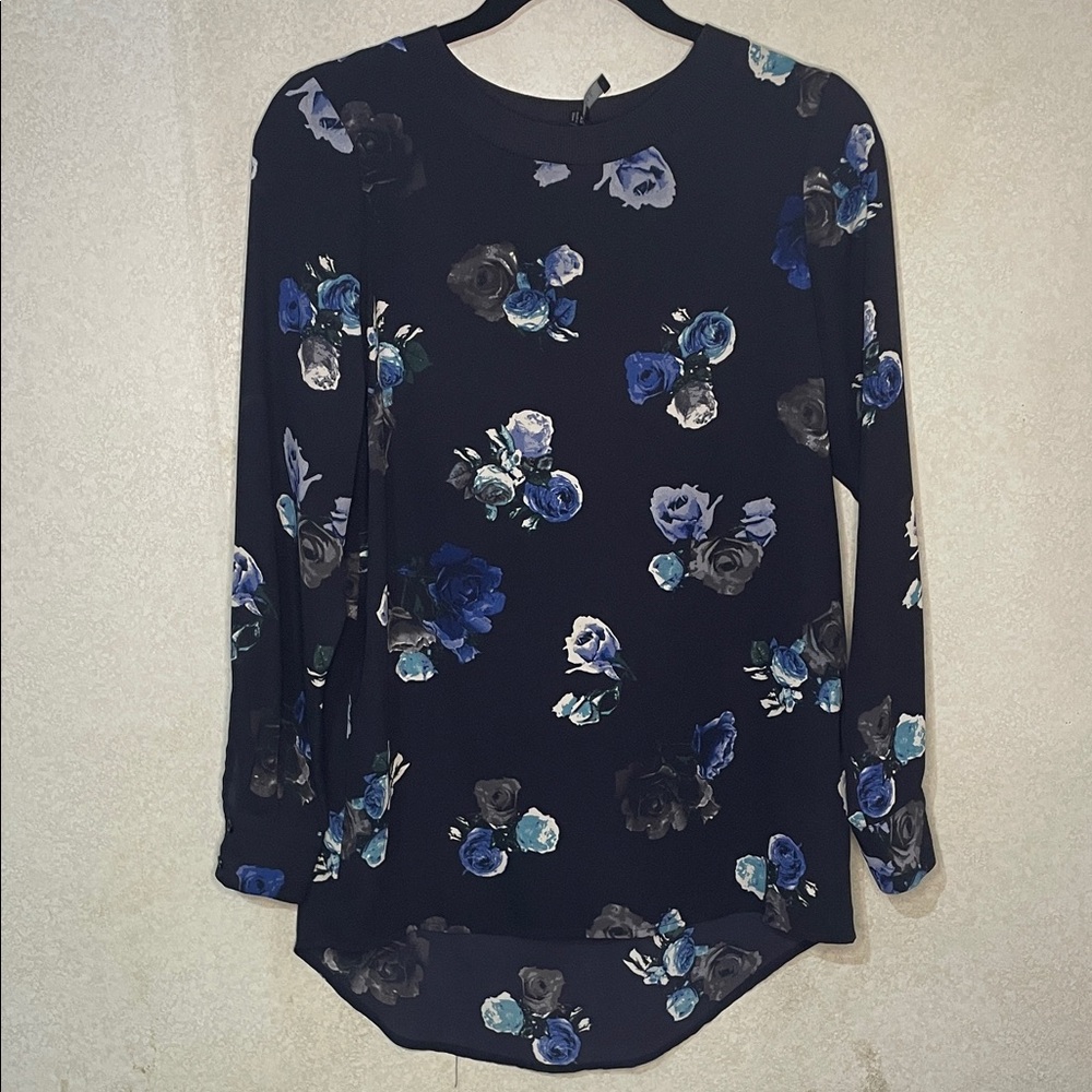 Thakoon Black and Blue Floral Blouse